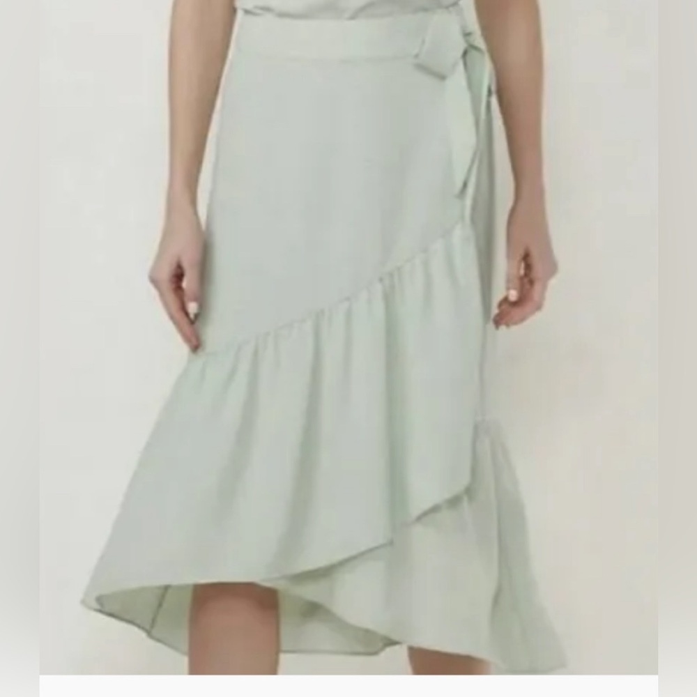 Gorgeous Lauren Conrad Mint Floral Side Zip Stretch Back Flowy Midi Skirt 1X